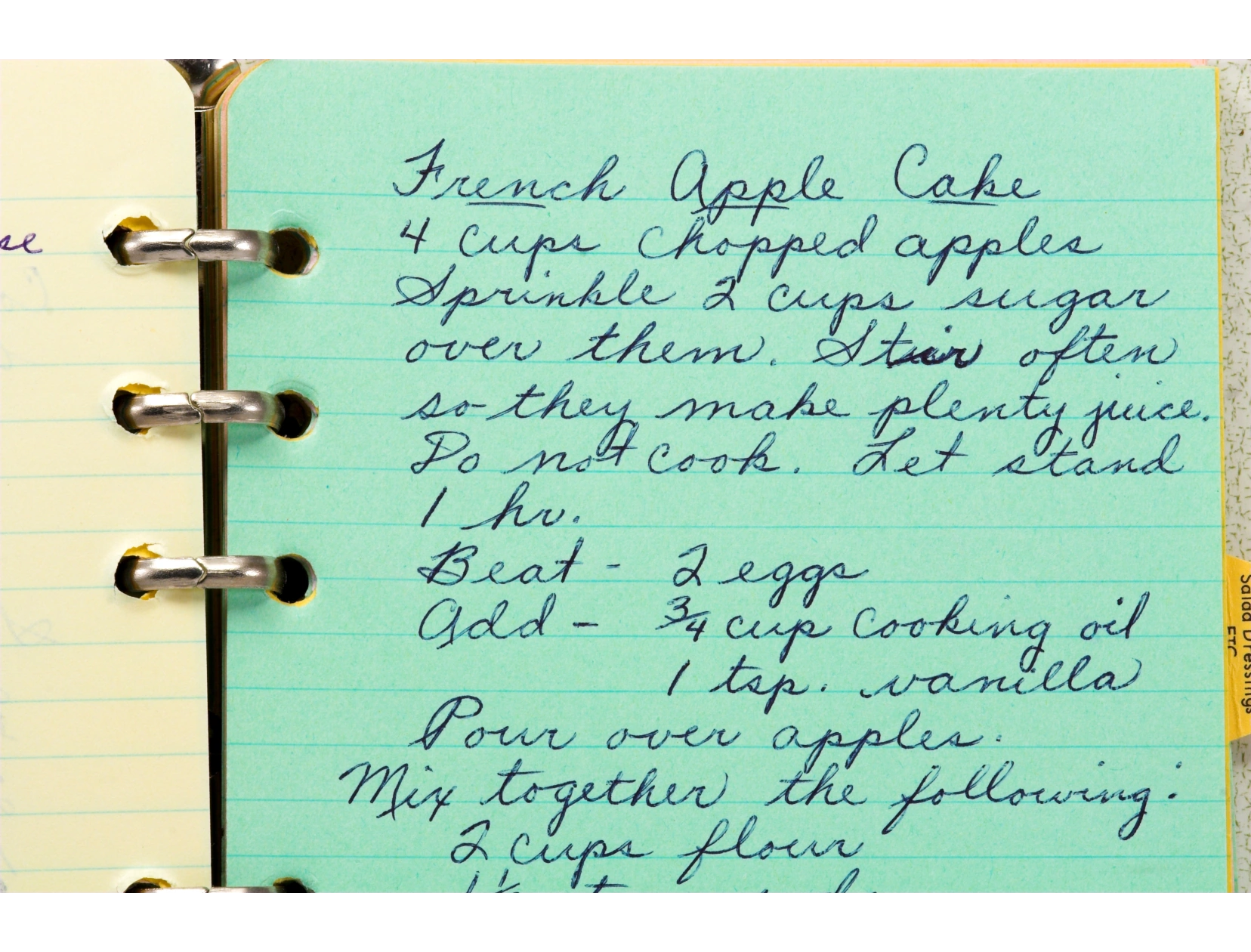 A handwritten recipe